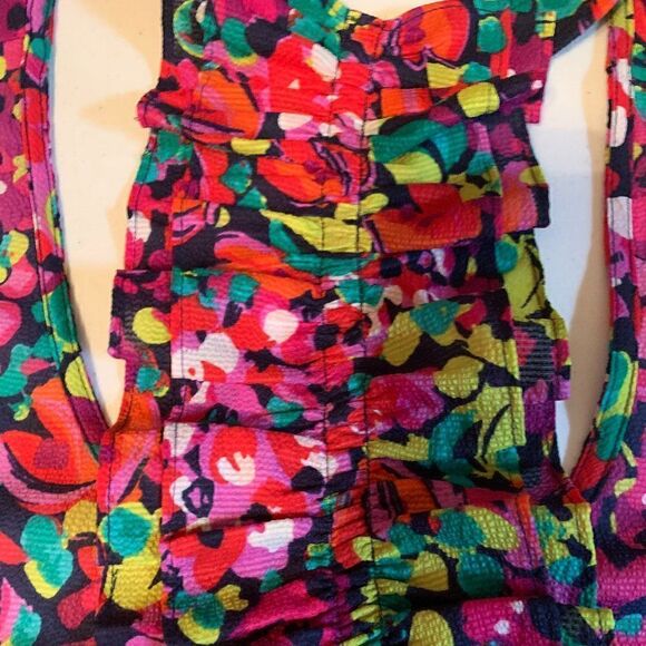 Lilly Pulitzer Ruffle Racerback Tank Top in Wild Confetti Size Medium - Picture 6 of 9